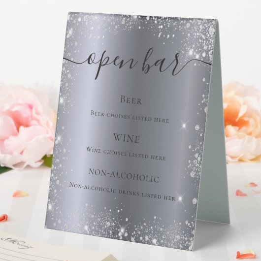 Plaque De Table Barre de script de la parties scintillant d'argent (In SItu (Mariage))