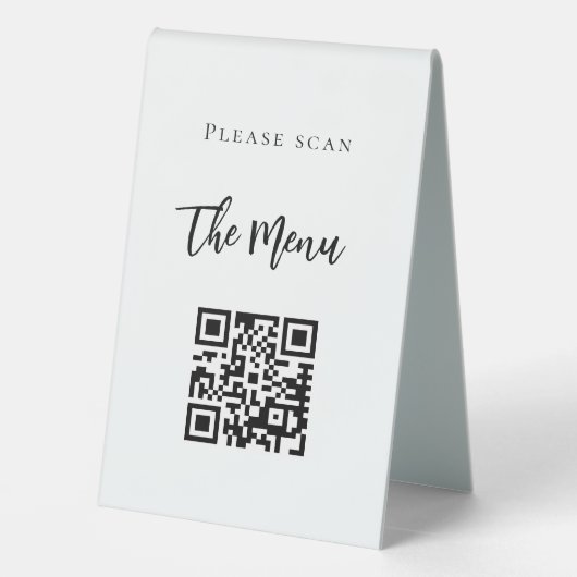 Plaque De Table Barre menu QR code blanc simple (Verso)