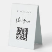Plaque De Table Barre menu QR code blanc simple (Recto)