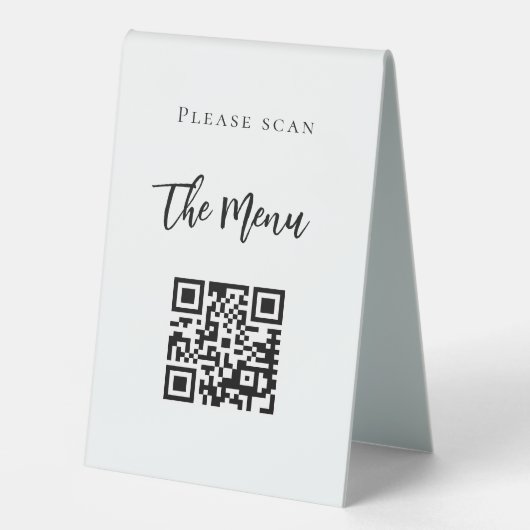 Plaque De Table Barre menu QR code blanc simple (Recto)