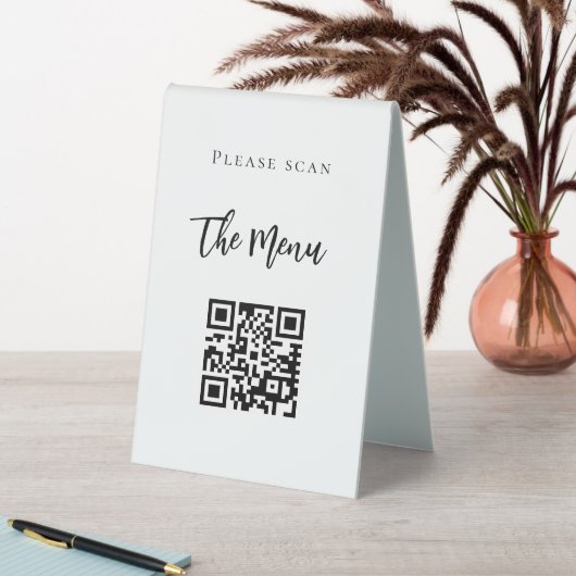 Plaque De Table Barre menu QR code blanc simple (En SItu (Tableau))