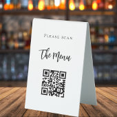 Plaque De Table Barre menu QR code blanc simple