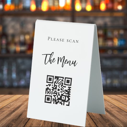 Plaque De Table Barre menu QR code blanc simple