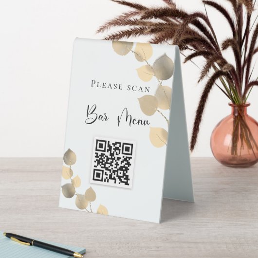 Plaque De Table Barre menu QR code eucalyptus or (En SItu (Tableau))