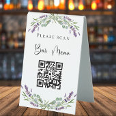 Plaque De Table Barre menu QR code lavande florales eucalyptus