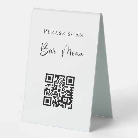Plaque De Table Barre menu QR code typographie blanc (Recto)