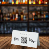 Plaque De Table Barre menu QR code typographie blanc noir