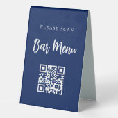 Plaque De Table Barre menu QR code typographie marine bleu (Verso)