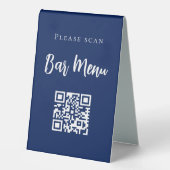 Plaque De Table Barre menu QR code typographie marine bleu (Recto)