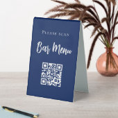 Plaque De Table Barre menu QR code typographie marine bleu (En SItu (Tableau))