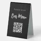 Plaque De Table Barre menu QR code typographie noir blanc (Verso)