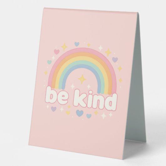 Plaque De Table Be Kind – Rainbow Pastel Positivity (Recto)