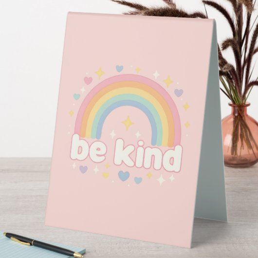 Plaque De Table Be Kind – Rainbow Pastel Positivity (En SItu (Tableau))