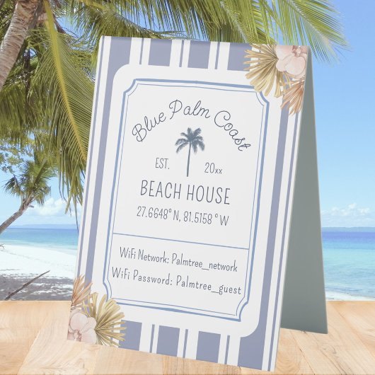Plaque De Table Beach House Blue Strip Coastère Boho Farmhouse Wif