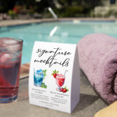 Plaque De Table Beach Signature Mocktails Summer Wedding Menu (InVersositu (sur table))