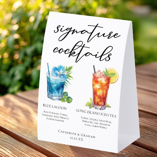 Plaque De Table Beach Wedding Signature Cocktails Menu