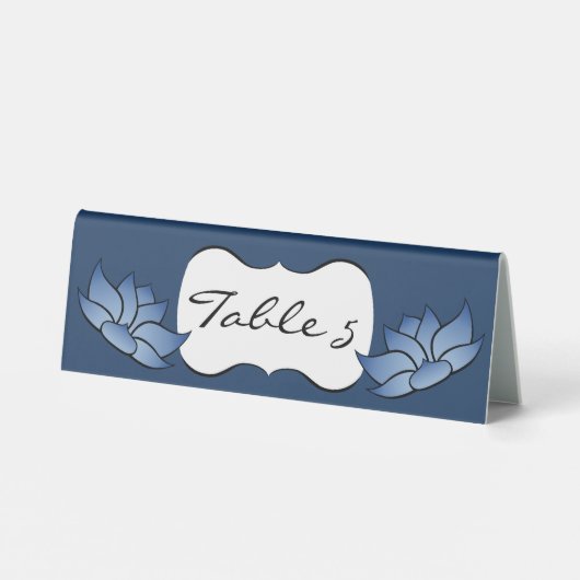 Plaque De Table Beau Lotus en Bleu Table Tente Sign (Verso)
