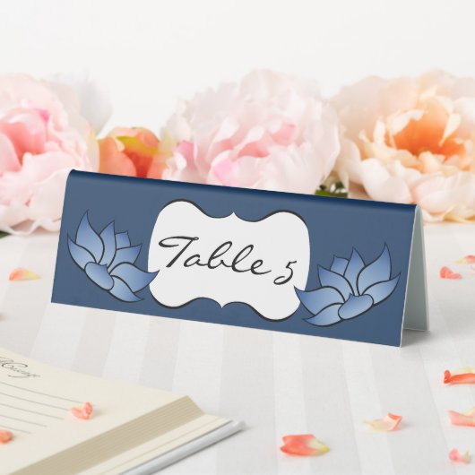 Plaque De Table Beau Lotus en Bleu Table Tente Sign (In SItu (Mariage))