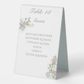 Plaque De Table Beau numéro de table de mariage floral & invités (Verso)