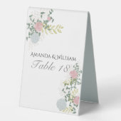 Plaque De Table Beau numéro de table de mariage floral & invités (Recto)