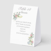 Plaque De Table Beau numéro de table de mariage floral & invités (Verso)