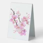Plaque De Table Beau script de fleurs de cerisiers rose aquarelle (Verso)