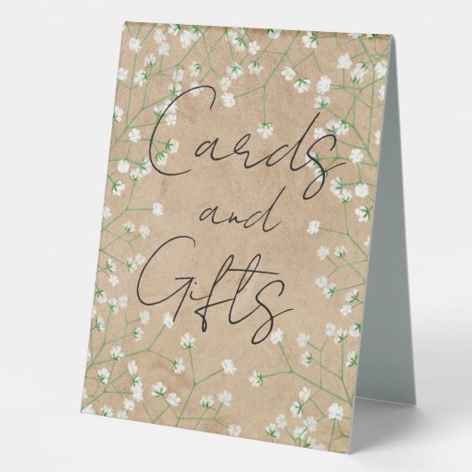 Plaque De Table Bébé's Breath Floral Rustic Boho Cartes et cadeaux (Recto)