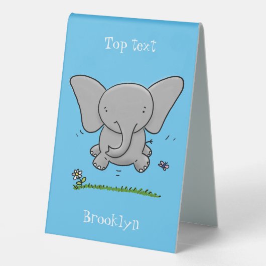 Plaque De Table Belle adorable dessin d'éléphant bébé (Verso)