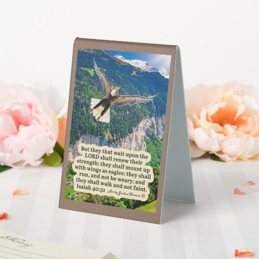 Plaque De Table Belle Écriture d'aigle Isaïe 40:31 (In SItu (Mariage))