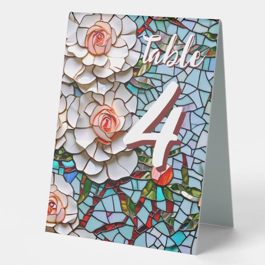 Plaque De Table Belle mosaïque Faux Numéro de Mariage (Recto)