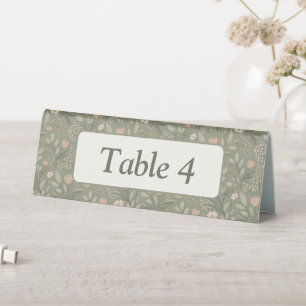 Plaque De Table Belles Fleurs sur un Ton Terreux Vert Sauge