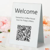 Plaque De Table Bienvenue Black and White Scan QR Code pour le men (In SItu (Mariage))
