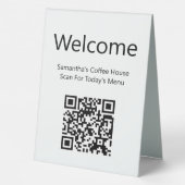 Plaque De Table Bienvenue Black and White Scan QR Code pour le men (Verso)