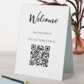 Plaque De Table Bienvenue Black White Scan QR Code Modèle professi (En SItu (Tableau))