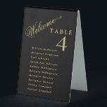 Plaque De Table Bienvenue Fête de Retraite Sièges Black Gold<br><div class="desc">Cartes de plan de table élégantes et modernes avec les noms des invités pour aider vos convives à trouver leur table, présentées dans un script stylé. Cartes double face pour que les invités puissent regarder à la fois l'avant et l'arrière pour trouver leurs noms. Disponibles en plastique ou en papier....</div>