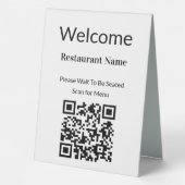 Plaque De Table Bienvenue - Menu Recherche de code QR noir et blan (Verso)