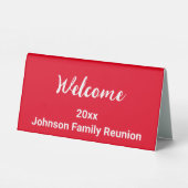 Plaque De Table Bienvenue Réunion familiale de Bright Red et White (Verso)