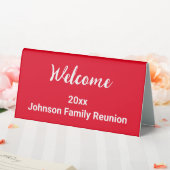 Plaque De Table Bienvenue Réunion familiale de Bright Red et White (In SItu (Mariage))