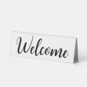 Plaque De Table Bienvenue Script de bienvenue blanc (Recto)
