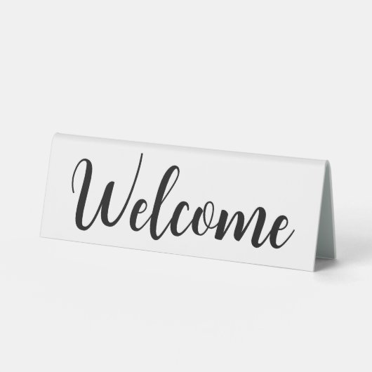 Plaque De Table Bienvenue Script de bienvenue blanc (Recto)