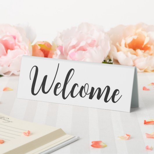 Plaque De Table Bienvenue Script de bienvenue blanc (In SItu (Mariage))