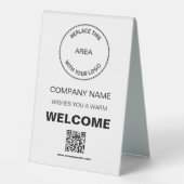 Plaque De Table Bienvenue Société Qr Code Votre logo Blanc (Recto)