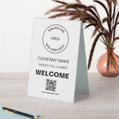 Plaque De Table Bienvenue Société Qr Code Votre logo Blanc (En SItu (Tableau))