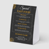 Plaque De Table Black Modern Fast Food Menu Restaurant Sign (Verso)