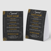 Plaque De Table Black Modern Fast Food Menu Restaurant Sign (Recto/verso)