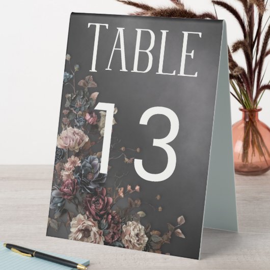 Plaque De Table Black Moody Gothic Flowers & Mist Mariage (En SItu (Tableau))