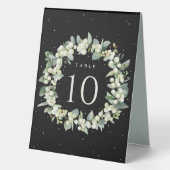 Plaque De Table Black Snowberry + Eucalyptus Mariage Numéro de tab (Recto)