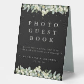 Plaque De Table Black Snowberry+Eucalyptus Mariage Photo GuestBook (Recto)