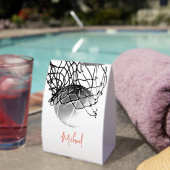 Plaque De Table Black & White Basketball Ball & Net Your Name (InVersositu (sur table))