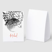 Plaque De Table Black & White Basketball Ball & Net Your Name (Recto/verso)